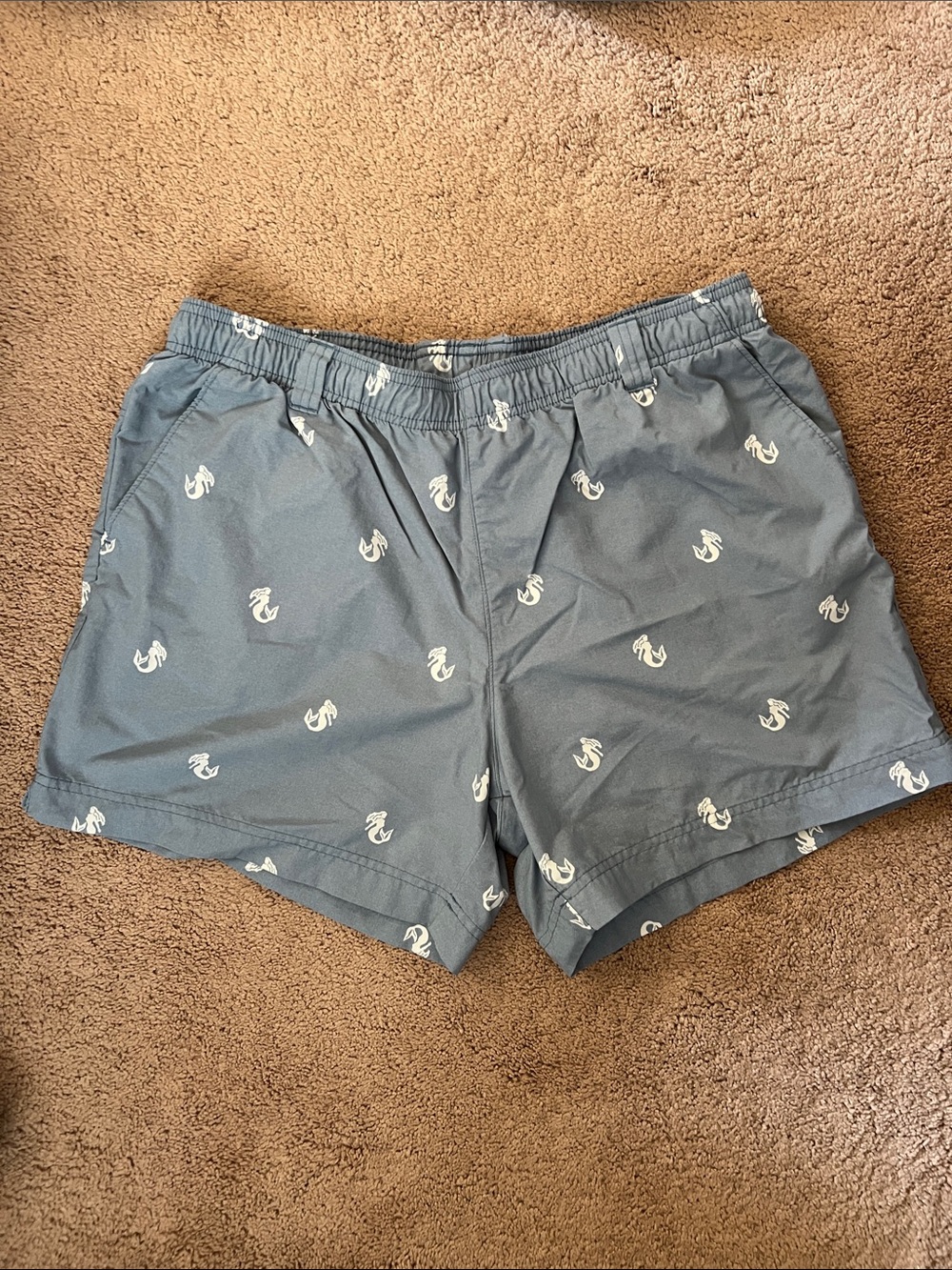Columbia Light Blue/Periwinkle Swim Shorts with White Mermaid Print